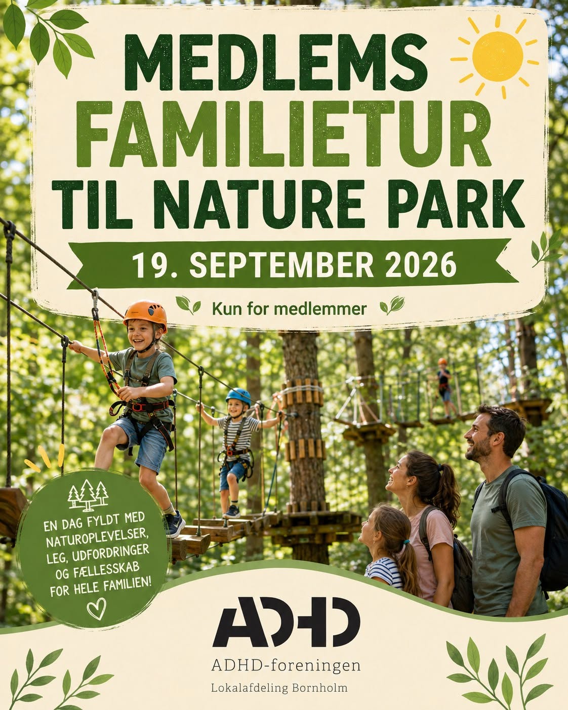 Plakat: Medlems familietur til Nature Park, 19. september 2026